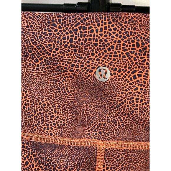 Lululemon Wunder Train High Rise Tights Crackle Glaze Orange Women's size 6 - Picture 3 of 4